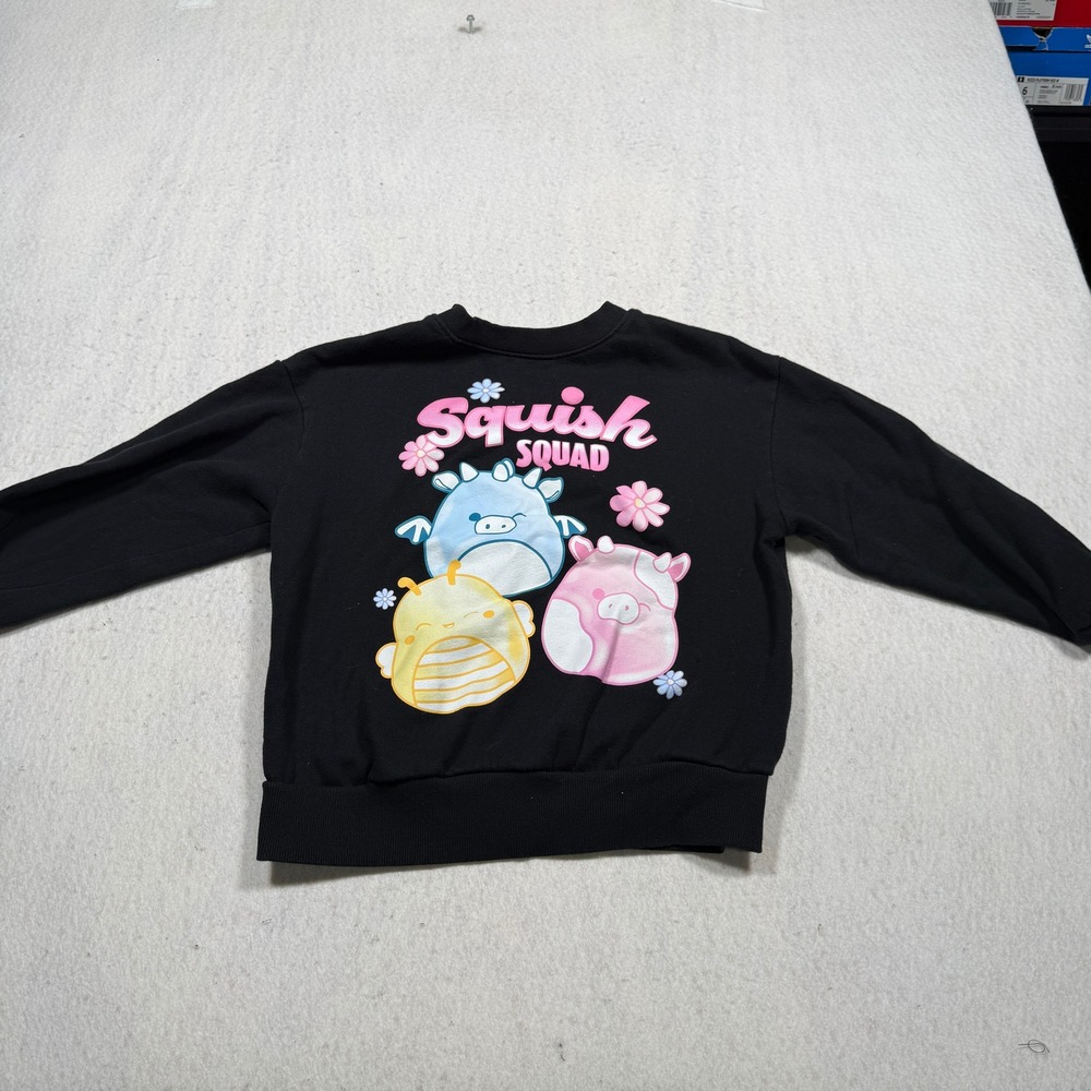 Squishmallows Squish Squad Black Fleece Sweatshirt Kids Size Medium 8 Dragon Bee